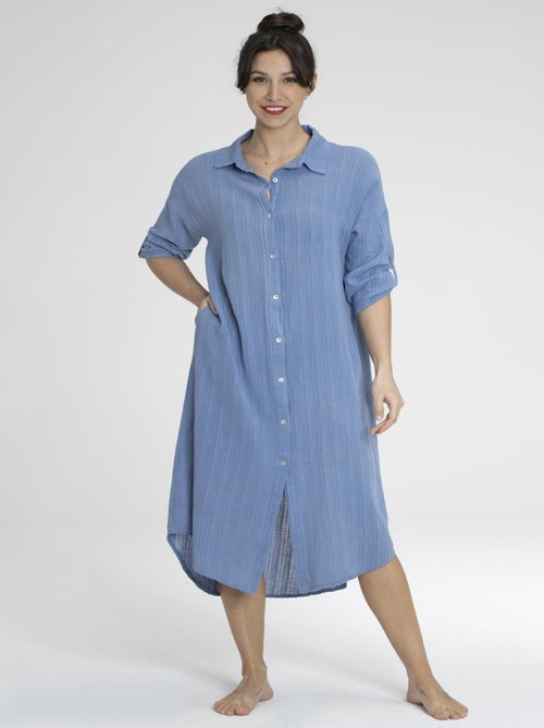 Robe ROMANE Bleu Robes chemise - Kiabi