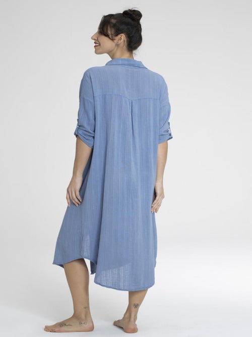 Robe ROMANE Bleu Robes chemise - Kiabi