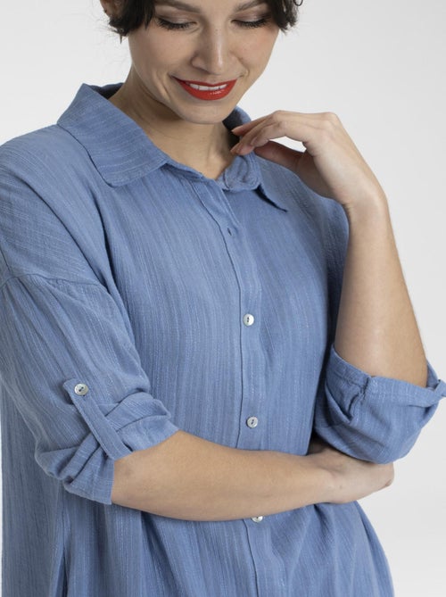 Robe ROMANE Bleu Robes chemise - Kiabi