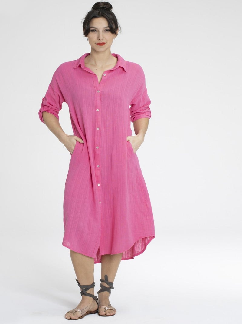 Robe ROMANE Rose Robes chemise Rose - Kiabi