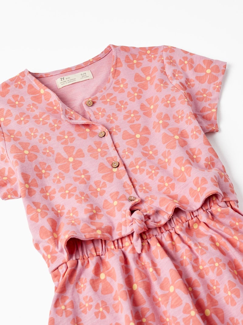 Robe rose à manches courtes avec motif floral pour fille manches courtes THE WAVE TRIBE Rose clair - Kiabi