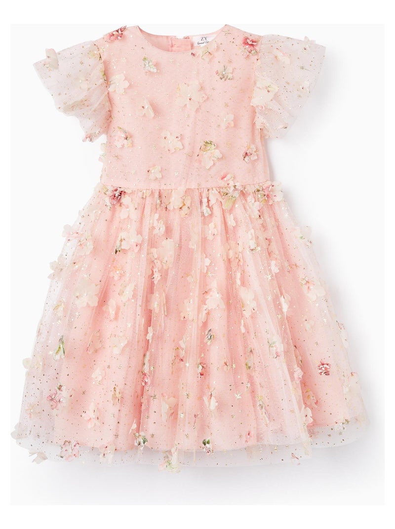 Robe rose en tulle pour fille manches courtes CÉRÉMONIE Rose - Kiabi
