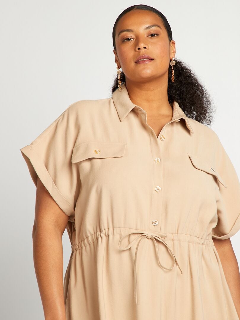 Robe saharienne courte - Beige - Kiabi - 25.00€