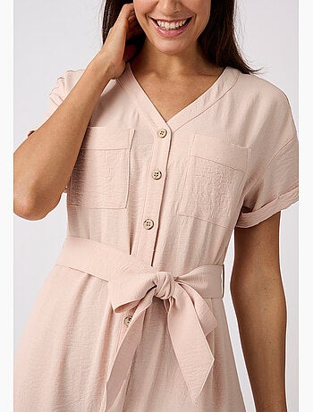 Robe-saharienne tissu crêpe - Damart