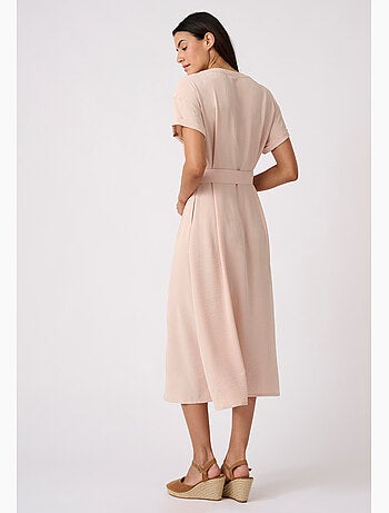 Robe-saharienne tissu crêpe - Damart