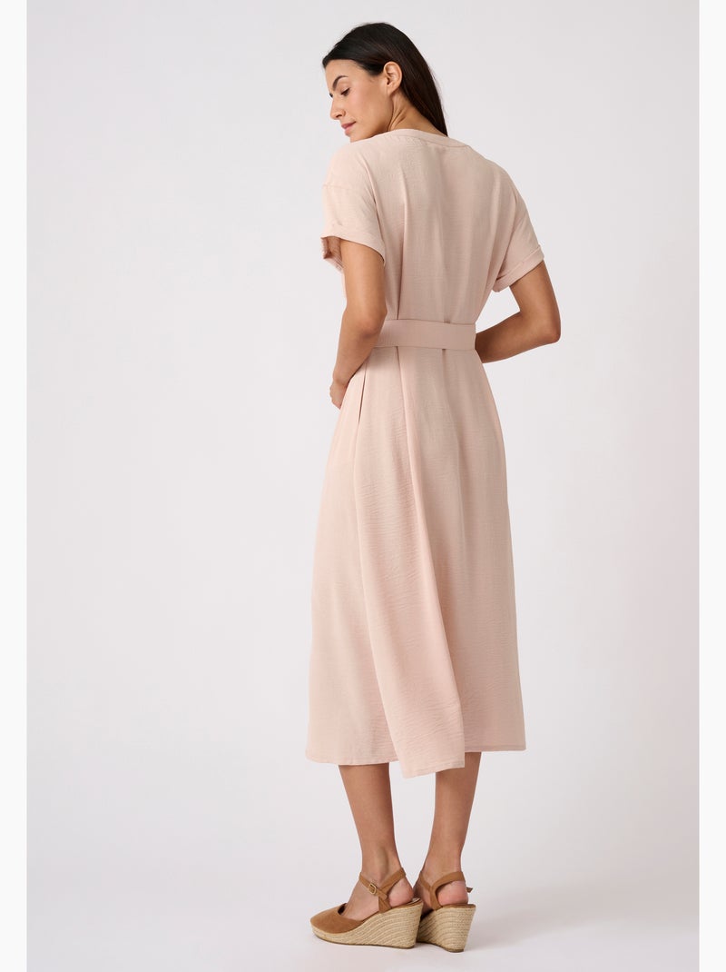 Robe-saharienne tissu crêpe - Damart Marron - Kiabi