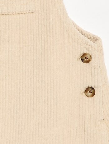Robe salopette à poche en velours côtelé