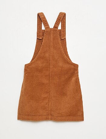 Robe salopette à poche en velours côtelé