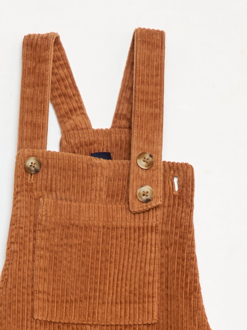 Robe salopette à poche en velours côtelé Marron - Kiabi