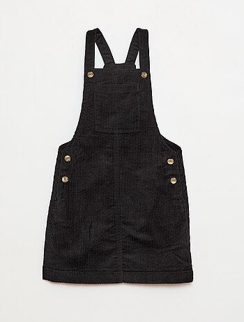 Robe salopette à poche en velours côtelé