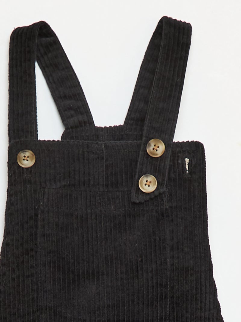 Robe salopette à poche en velours côtelé Noir - Kiabi