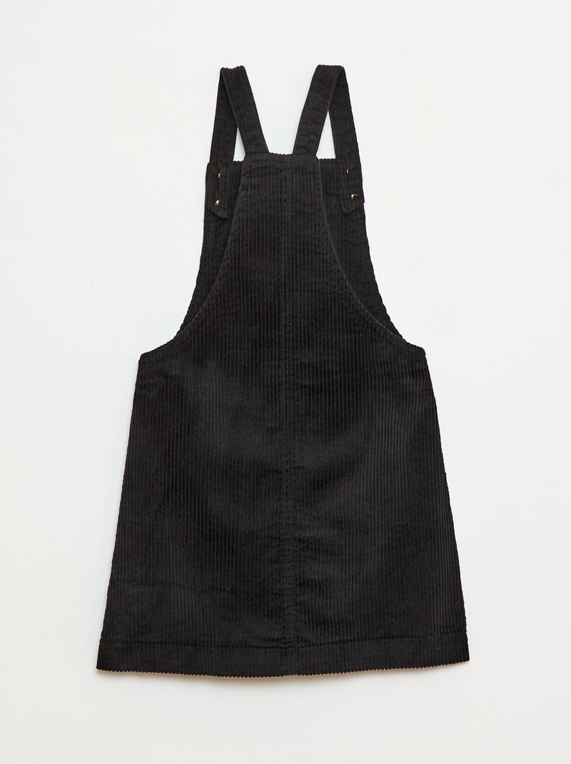 Robe salopette à poche en velours côtelé Noir - Kiabi