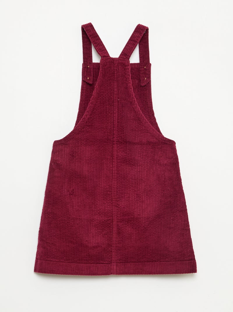 Robe salopette à poche en velours côtelé Rouge - Kiabi