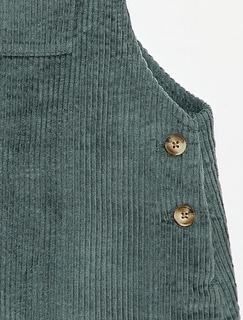 Robe salopette à poche en velours côtelé