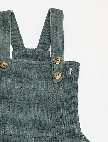 Robe salopette à poche en velours côtelé