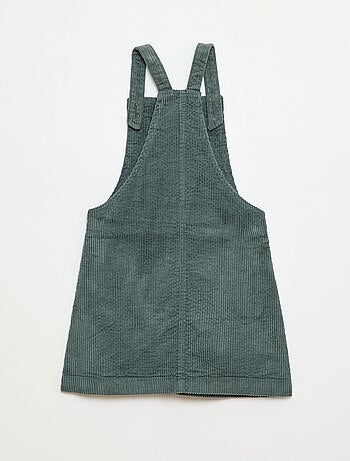 Robe salopette à poche en velours côtelé
