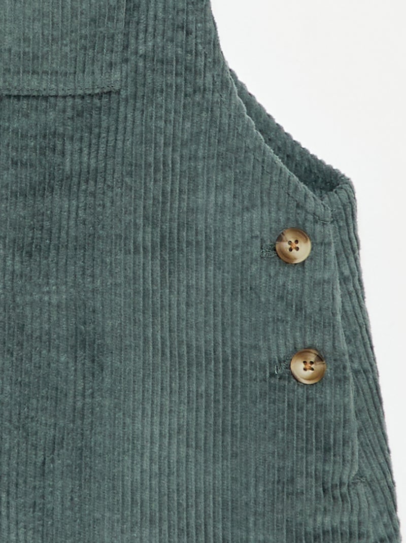 Robe salopette à poche en velours côtelé Vert - Kiabi