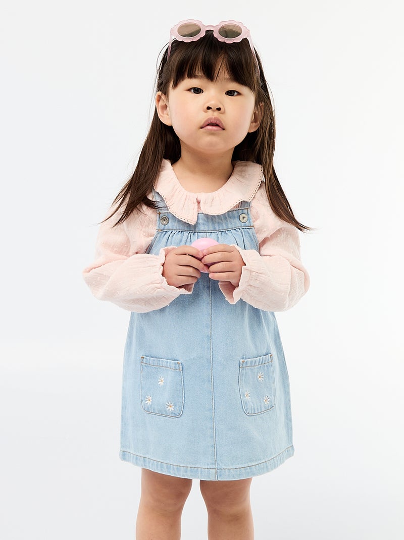 Robe salopette avec 2 poches plaquées devant Bleu - Kiabi
