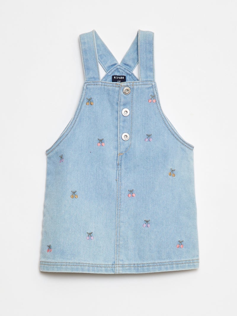 Robe salopette avec broderies Bleu - Kiabi