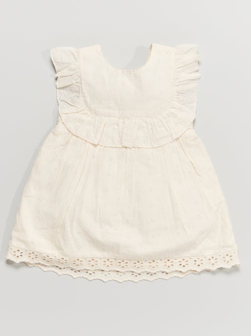 Robe salopette broderie anglaise - Kiabi