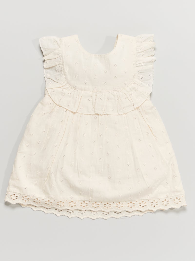 Robe salopette broderie anglaise Blanc - Kiabi