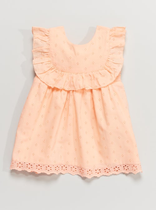 Robe salopette broderie anglaise - Kiabi