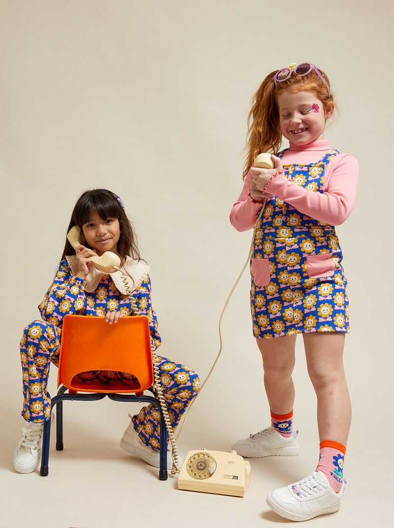 Robe salopette courte - Kiabi  X chacha Bleu/jaune/rose - Kiabi