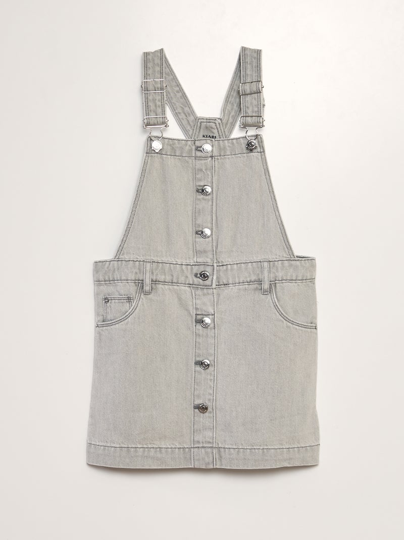 Robe salopette courte en jean Gris - Kiabi