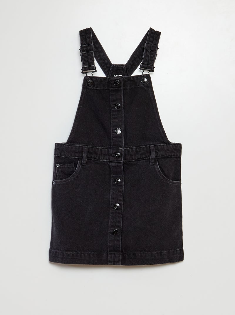 Robe salopette courte en jean Noir - Kiabi