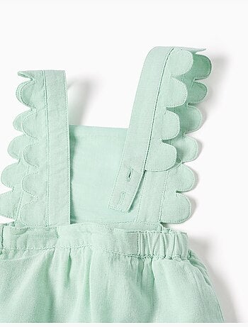 Robe salopette en coton et lin