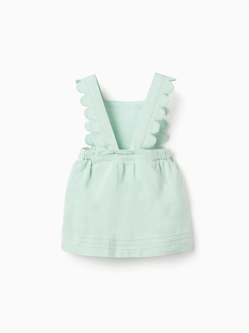Robe salopette en coton et lin Vert clair - Kiabi