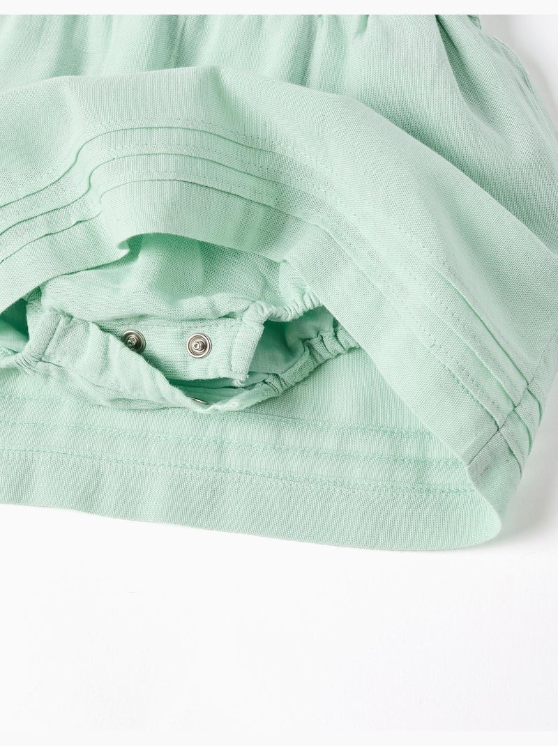 Robe salopette en coton et lin Vert clair - Kiabi
