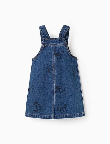 Robe Salopette en Denim à Motif Minnie