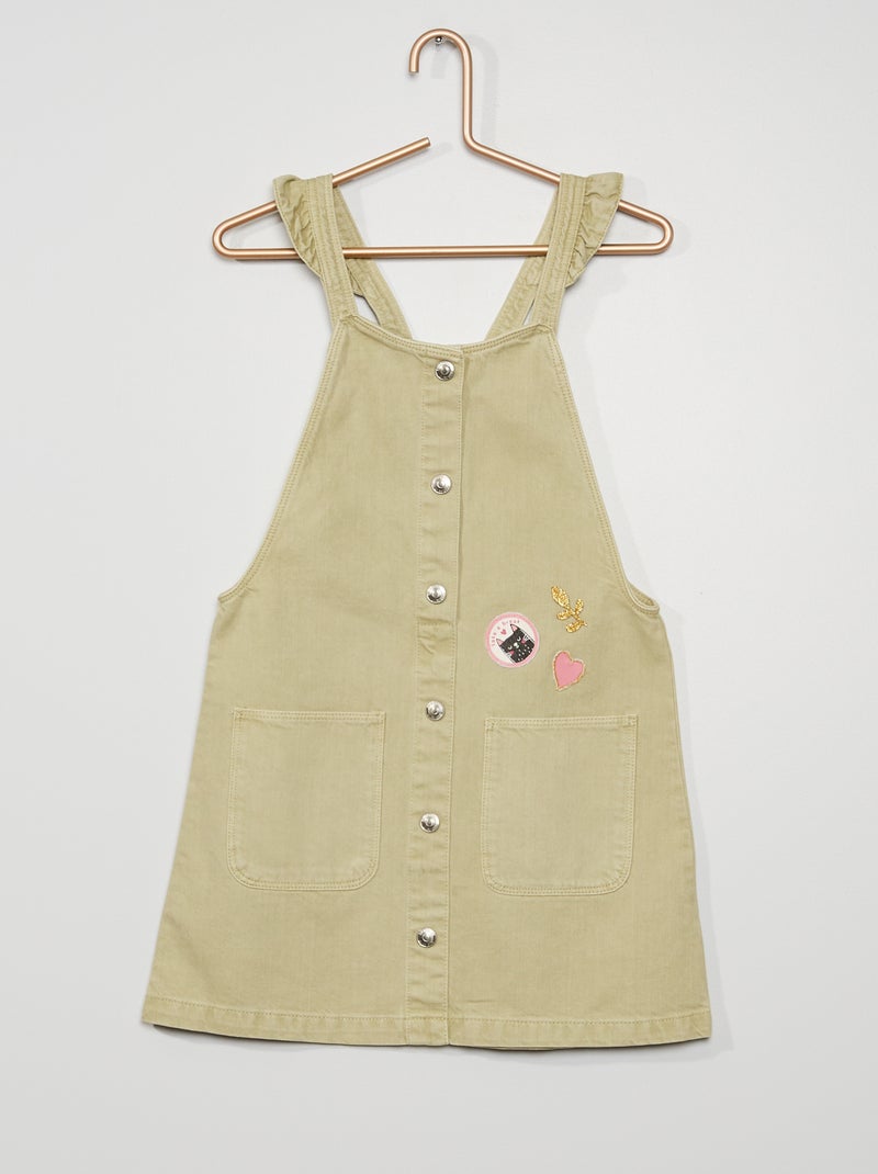 Robe salopette en denim vert - Kiabi