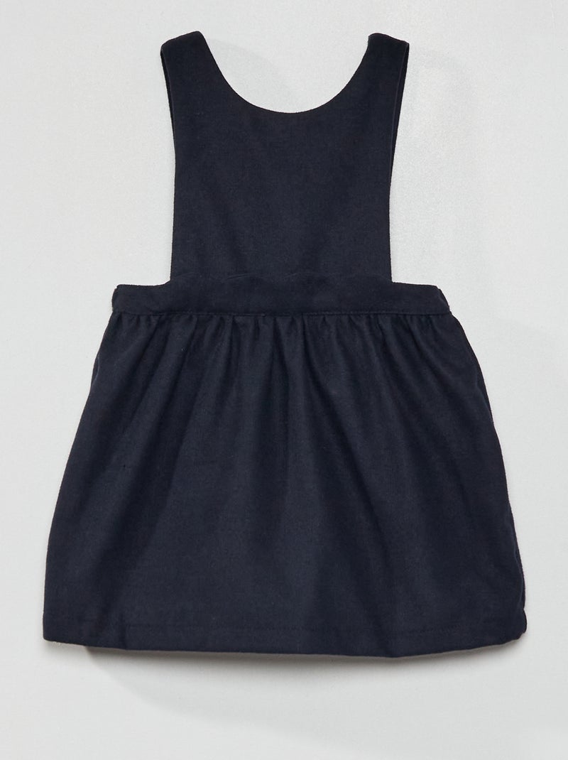 Robe salopette en flanelle Bleu marine - Kiabi