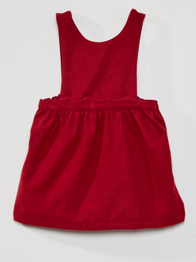 Robe salopette en flanelle rouge bordeaux - Kiabi