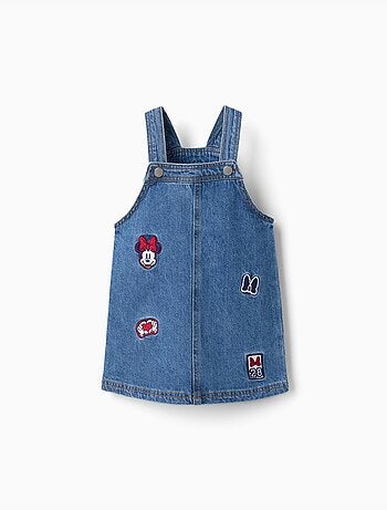 Robe salopette en jean avec broderie minnie