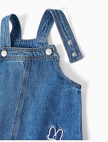 Robe salopette en jean avec broderie minnie