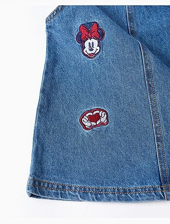 Robe salopette en jean avec broderie minnie