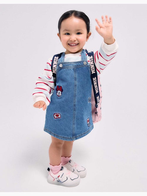 Robe salopette en jean avec broderie minnie - Kiabi