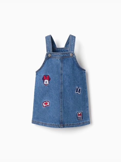 Robe salopette en jean avec broderie minnie - Kiabi