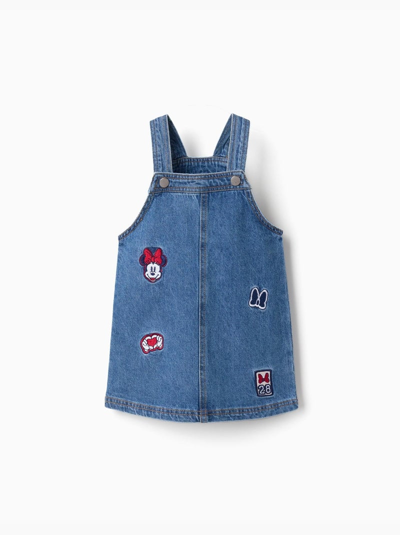 Robe salopette en jean avec broderie minnie Bleu Bleu - Kiabi