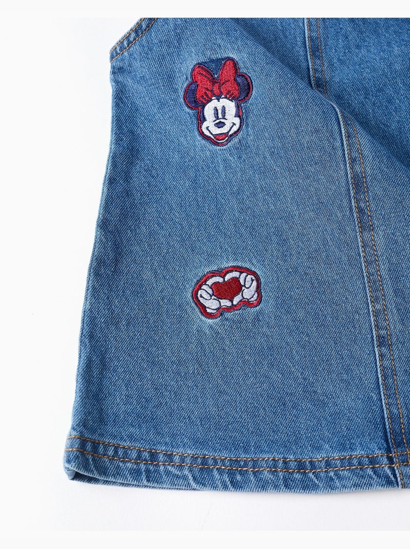 Robe salopette en jean avec broderie minnie Bleu Bleu - Kiabi