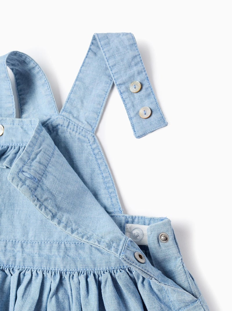 Robe-Salopette en Jean avec Volants Bleu clair - Kiabi