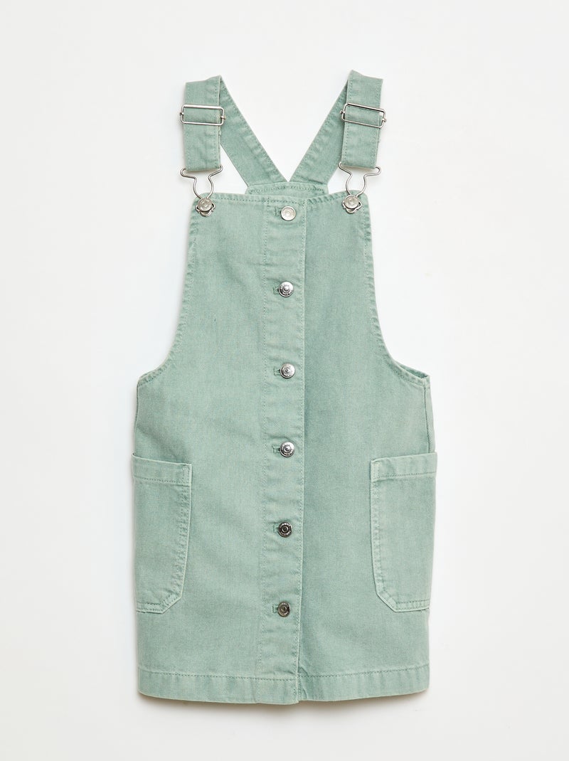 Robe salopette en jean Vert - Kiabi