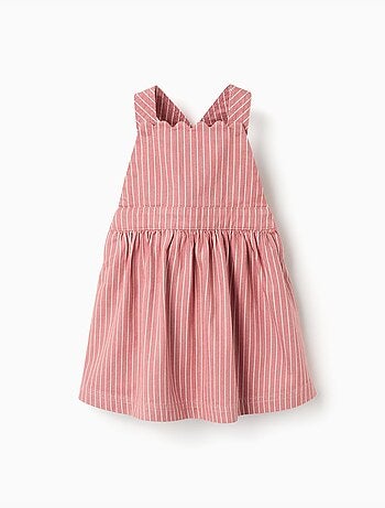 Robe salopette en sergé à rayures