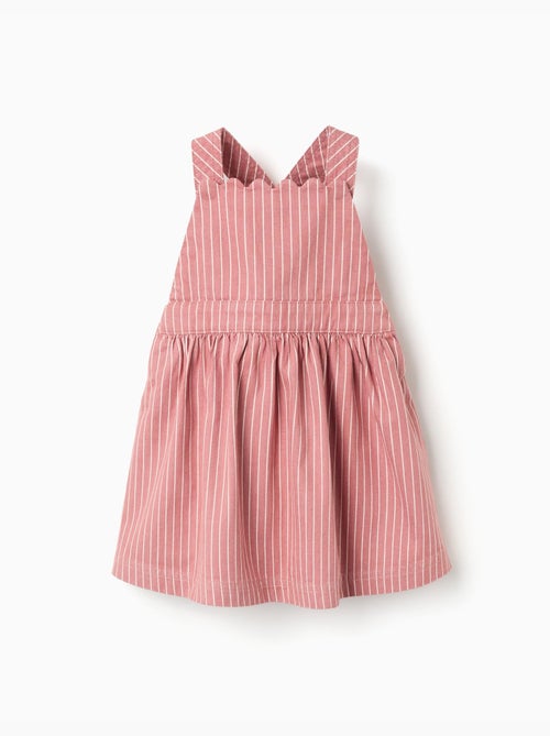 Robe salopette en sergé à rayures - Kiabi