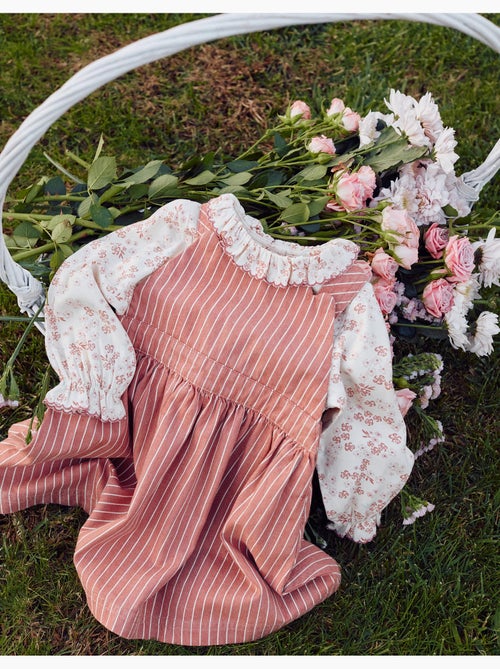 Robe salopette en sergé à rayures - Kiabi