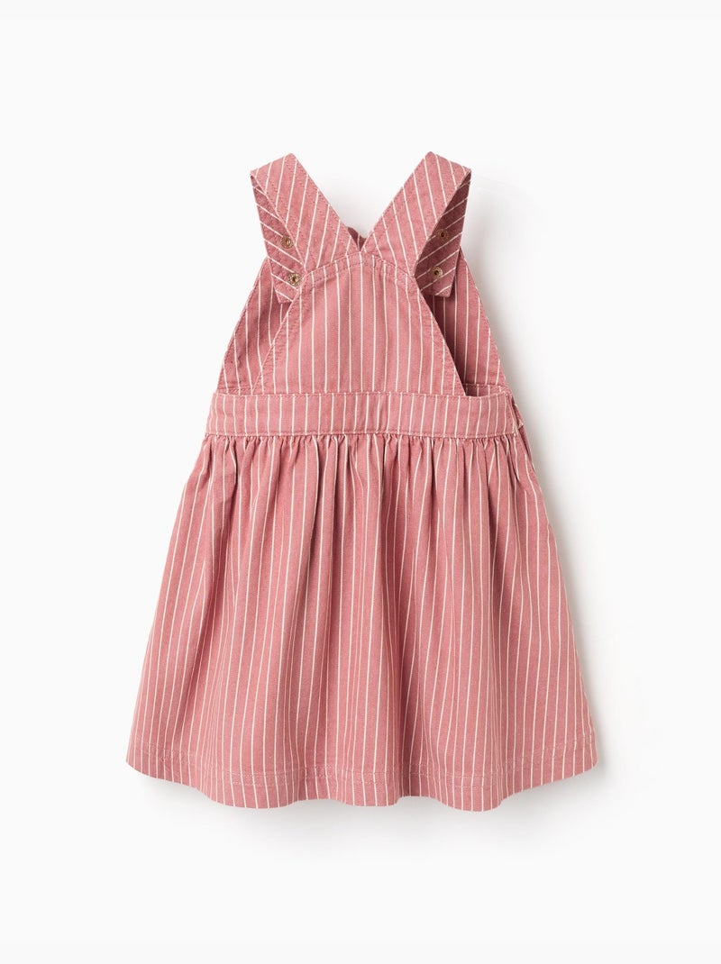 Robe salopette en sergé à rayures Rose - Kiabi