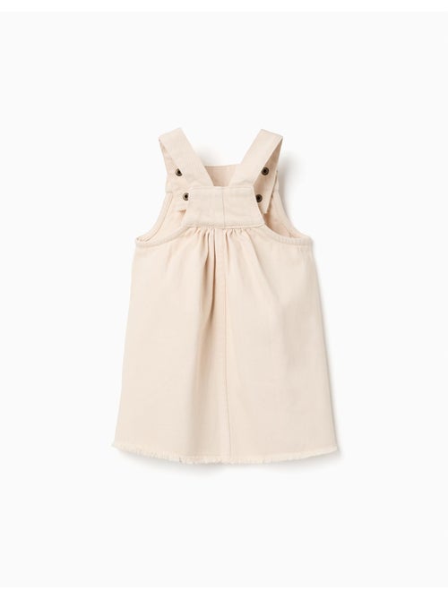 Robe salopette en sergé avec broderie - Kiabi